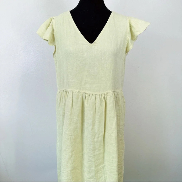 Abito Ruffle Sleeve Linen Relaxed Fit Dress - Picture 2 of 16